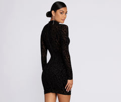 Fab Flocked Velvet Mini Dress Oshnow