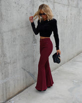 Barker High Rise Stretch Frayed Flare Jeans - Wine