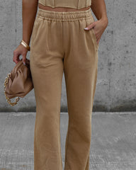 Darcey Cotton Pocketed Drawstring Pants - Tan