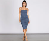 Fall For Me Ruched Midi Dress Oshnow