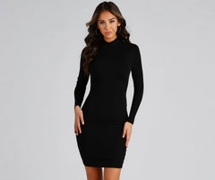 Falling For Chic Mock Neck Dress Oshnow
