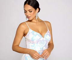 Fallon Sleeveless Sequin Mesh Formal Dress Oshnow