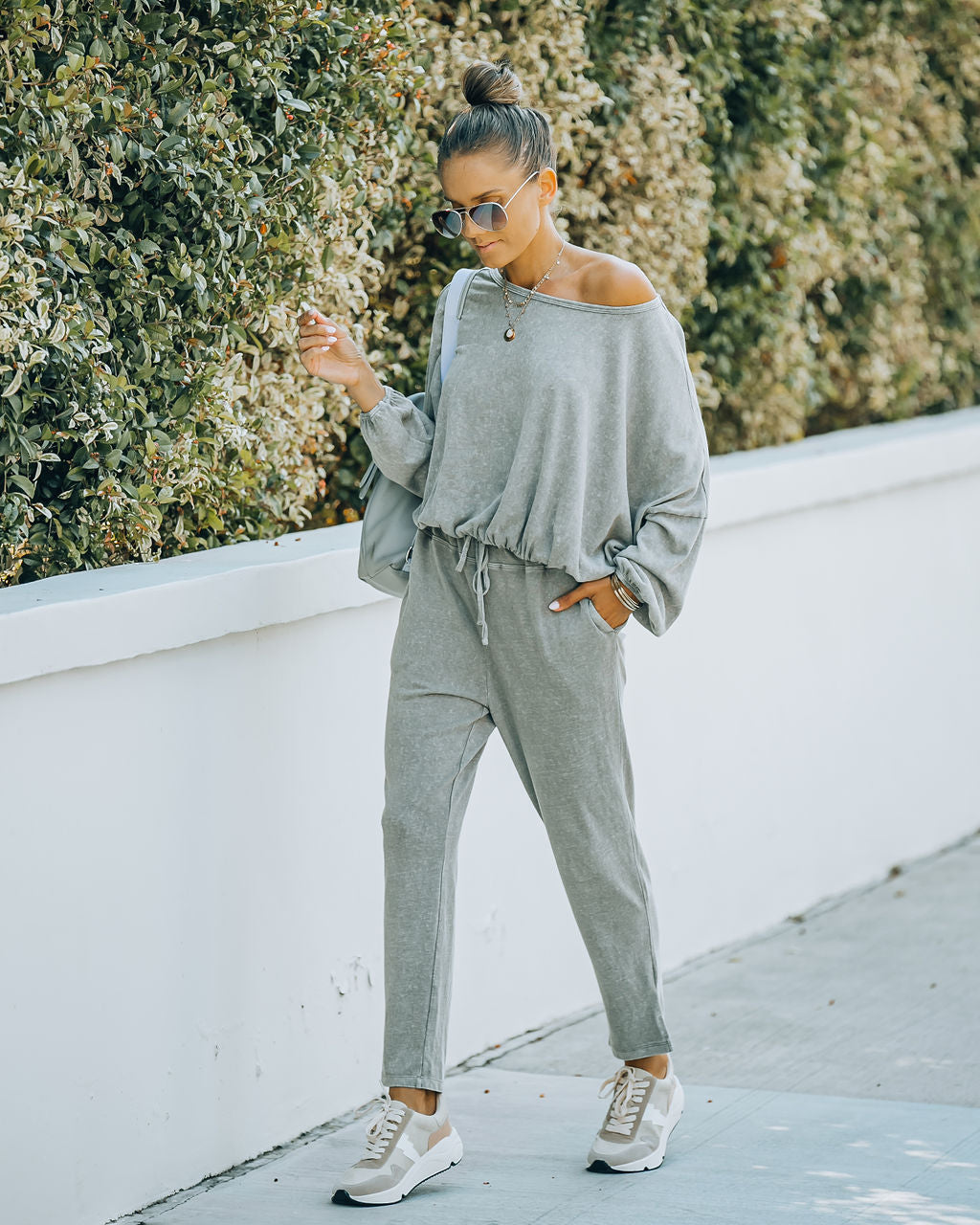 Farrow Cotton Blend Billowed Knit Top - Ash Taupe Oshnow