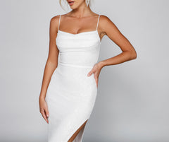 Fatima Sequin Cowl Neck Bodycon Formal Dress Oshnow