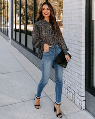 Fear Not Printed Smocked Blouse Oshnow