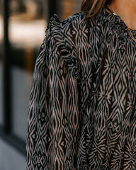 Fear Not Printed Smocked Blouse Oshnow