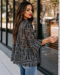 Fear Not Printed Smocked Blouse Oshnow