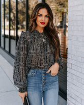 Fear Not Printed Smocked Blouse Oshnow