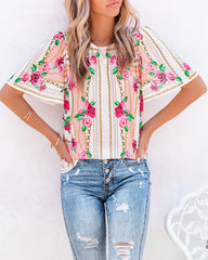 Feel Brand New Floral Short Sleeve Blouse Oshnow