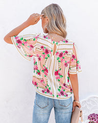 Feel Brand New Floral Short Sleeve Blouse Oshnow