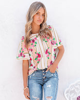 Feel Brand New Floral Short Sleeve Blouse Oshnow