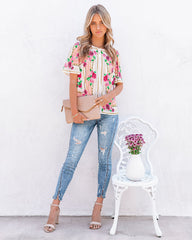 Feel Brand New Floral Short Sleeve Blouse Oshnow