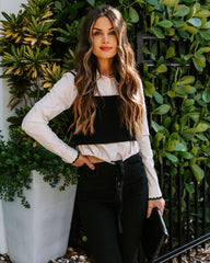 Fifi Contrast Button Down Crop Knit Cami Top Oshnow