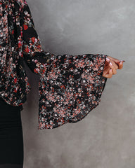 Find Love Again Floral Bell Sleeve Blouse Oshnow