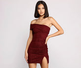 First Impression One Shoulder Glitter Mini Dress Oshnow