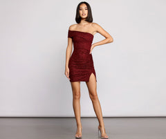 First Impression One Shoulder Glitter Mini Dress Oshnow