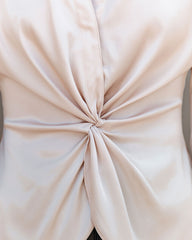 Flight Of Fancy Satin Twist Front Blouse - Cream Oshnow