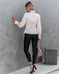 Flight Of Fancy Satin Twist Front Blouse - Cream Oshnow