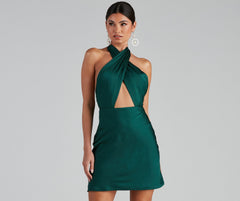 Flirtatious Flare Halter Skater Dress Oshnow