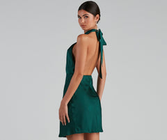 Flirtatious Flare Halter Skater Dress Oshnow