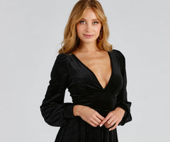 Flirty And Chic Velvet Skater Dress Oshnow