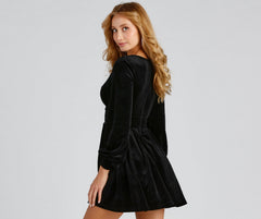 Flirty And Chic Velvet Skater Dress Oshnow