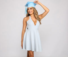 Flirty And Flowy Halter Skater Dress Oshnow