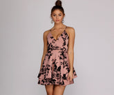 Flocked Floral Skater Dress Oshnow