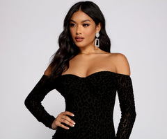 Flocked Velvet Leopard Print Bodycon Oshnow