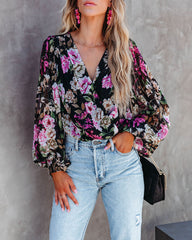 Flora Drape Balloon Sleeve Bodysuit Oshnow