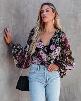 Flora Drape Balloon Sleeve Bodysuit Oshnow