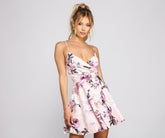 Floral Beauty Crepe Skater Dress Oshnow