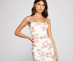 Floral Beauty Mesh Midi Dress Oshnow