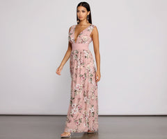 Floral Beauty Sleeveless Chiffon Maxi Dress Oshnow