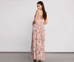 Floral Beauty Sleeveless Chiffon Maxi Dress Oshnow