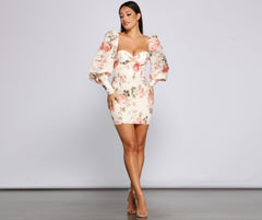 Floral Bloom Chiffon Mini Dress Oshnow