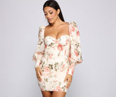 Floral Bloom Chiffon Mini Dress Oshnow