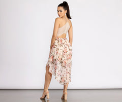 Floral Chiffon High Low Dress Oshnow