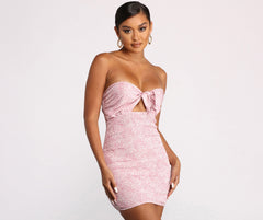 Floral Ditsy Smocked Tie Front Mini Dress Oshnow