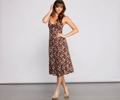 Floral Flair Woven Midi Dress Oshnow