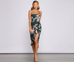 Floral Passion Ruffled Midi Dress Oshnow