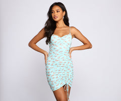 Floral Rush Ruched Mini Dress Oshnow
