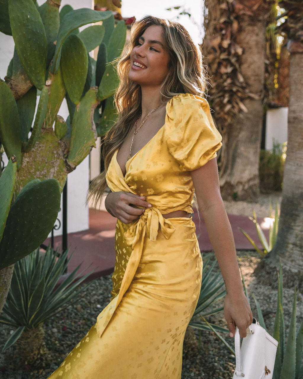 Flower Power Satin Wrap Crop Top Oshnow