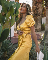 Flower Power Satin Wrap Crop Top Oshnow