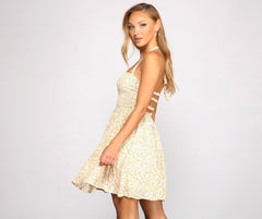 Flowy Floral Woven Halter Dress Oshnow