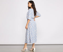 Flowy Floral Woven Midi Dress Oshnow