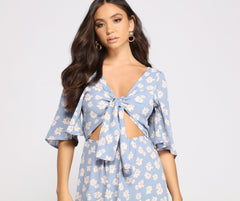 Flowy Floral Woven Midi Dress Oshnow