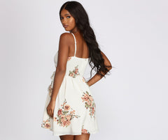 Flowy In Floral Tie Waist Mini Dress Oshnow