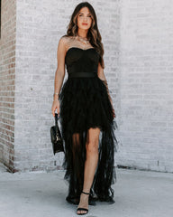 For Eternity Tulle Ruffle Maxi Skirt - Black Oshnow