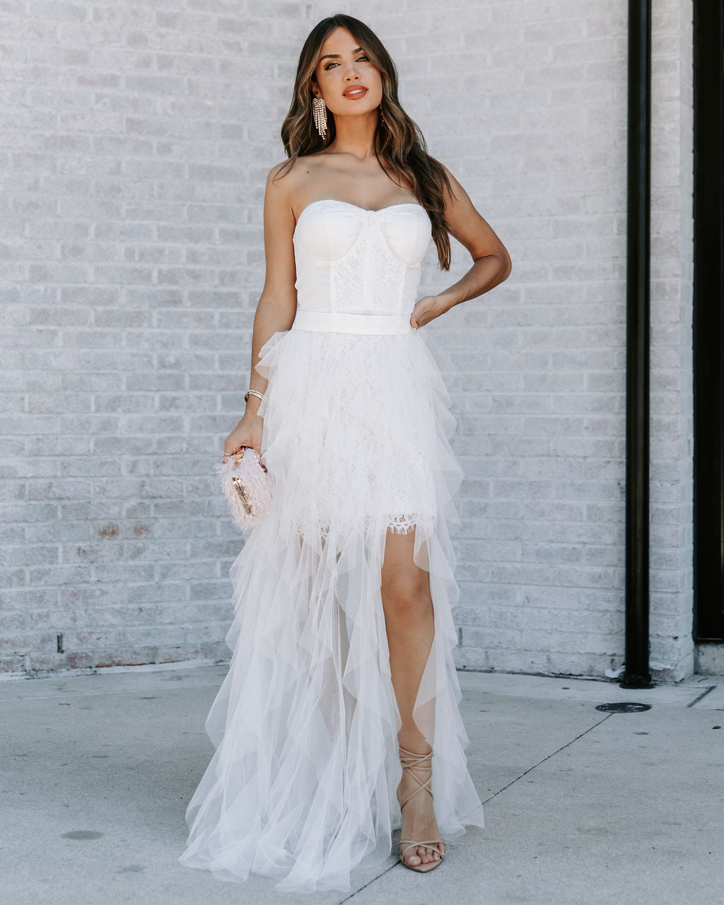 For Eternity Tulle Ruffle Maxi Skirt - White Oshnow